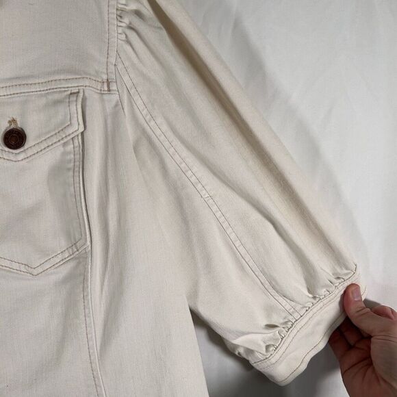 Chico's Jacket Women's Large Off White Button Up Pockets Cotton Blend - Picture 5 of 9